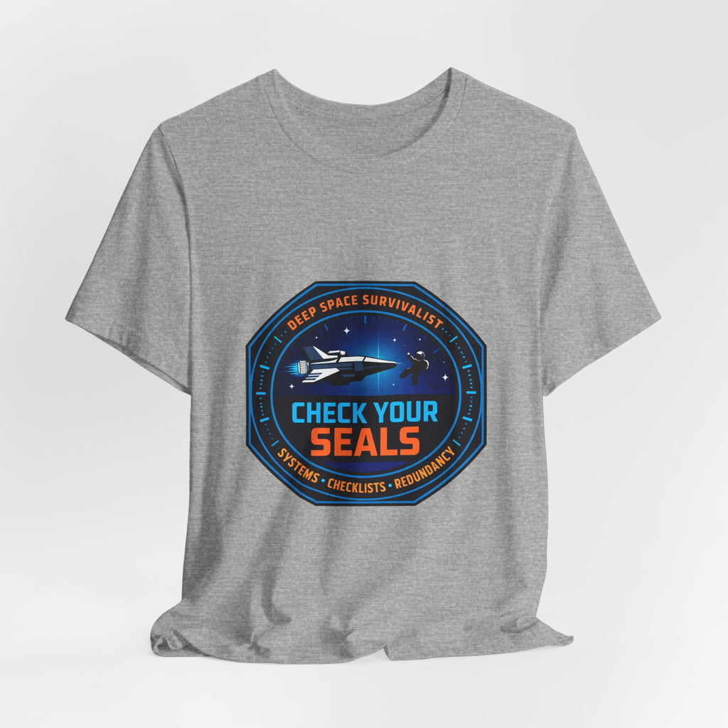 Check Your Seals Mission Patch T-Shirt | hard sci‑fi, space survival