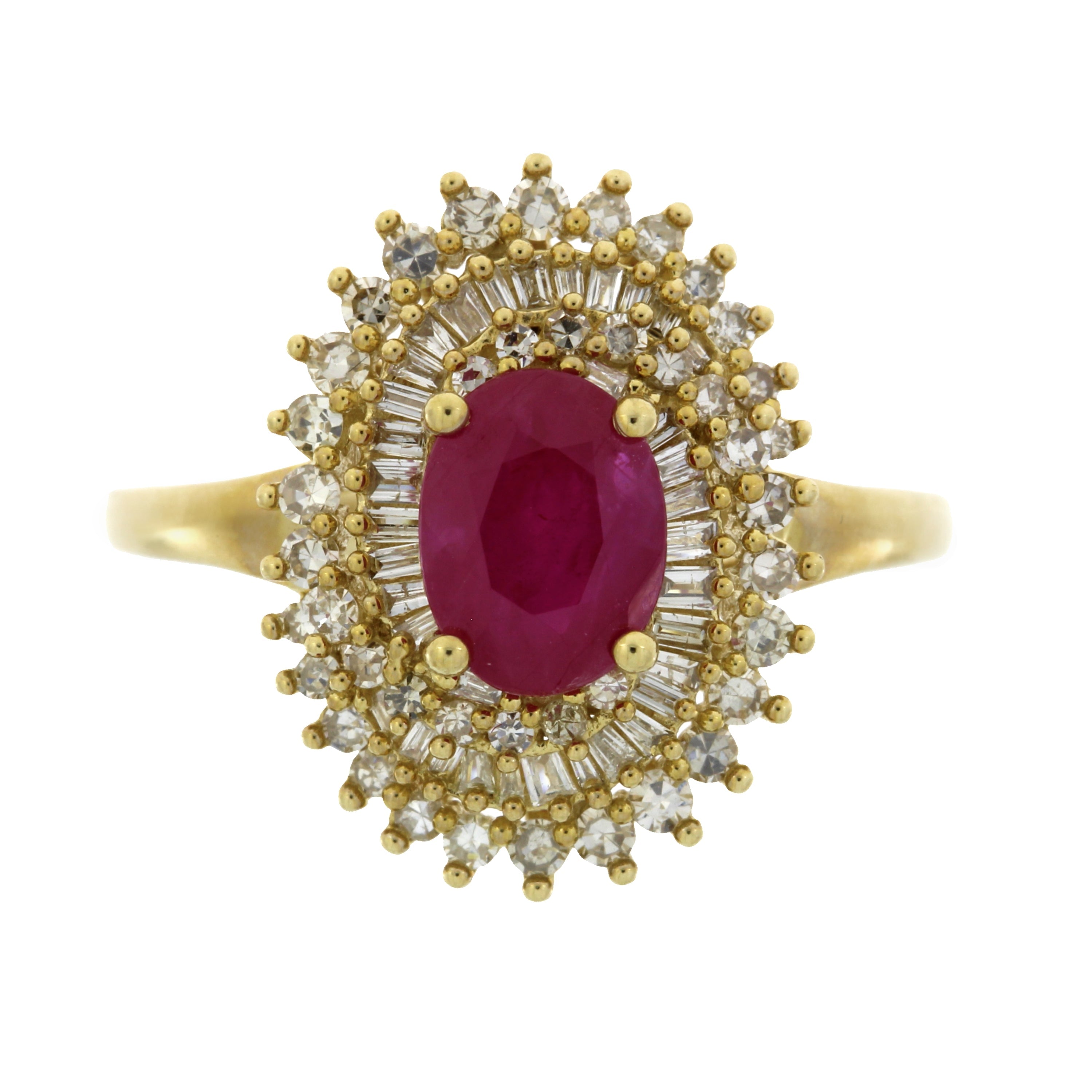 Genuine 2.05ct Ruby Diamond Ring 10KT Yellow Gold
