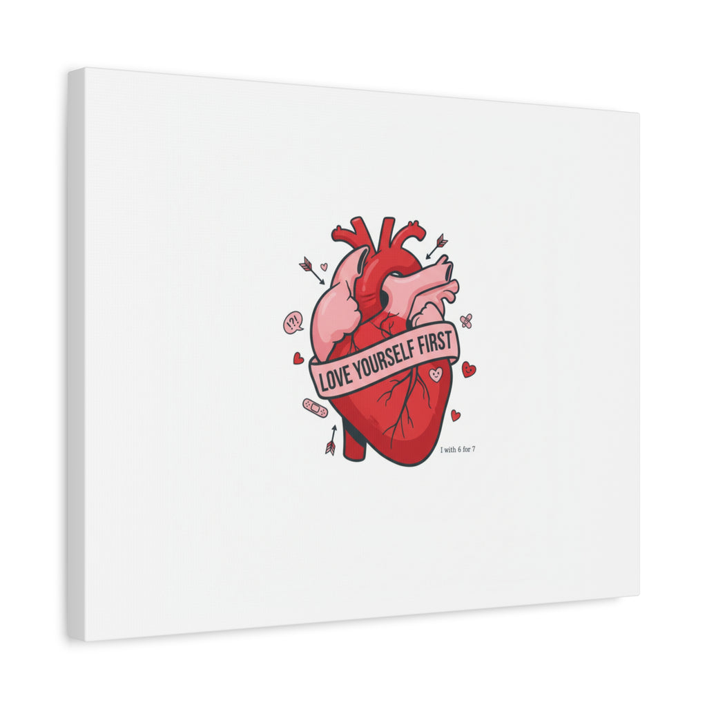 Love Yourself First Canvas, Hearts-with-a-Twist, Anti-Valentine Art