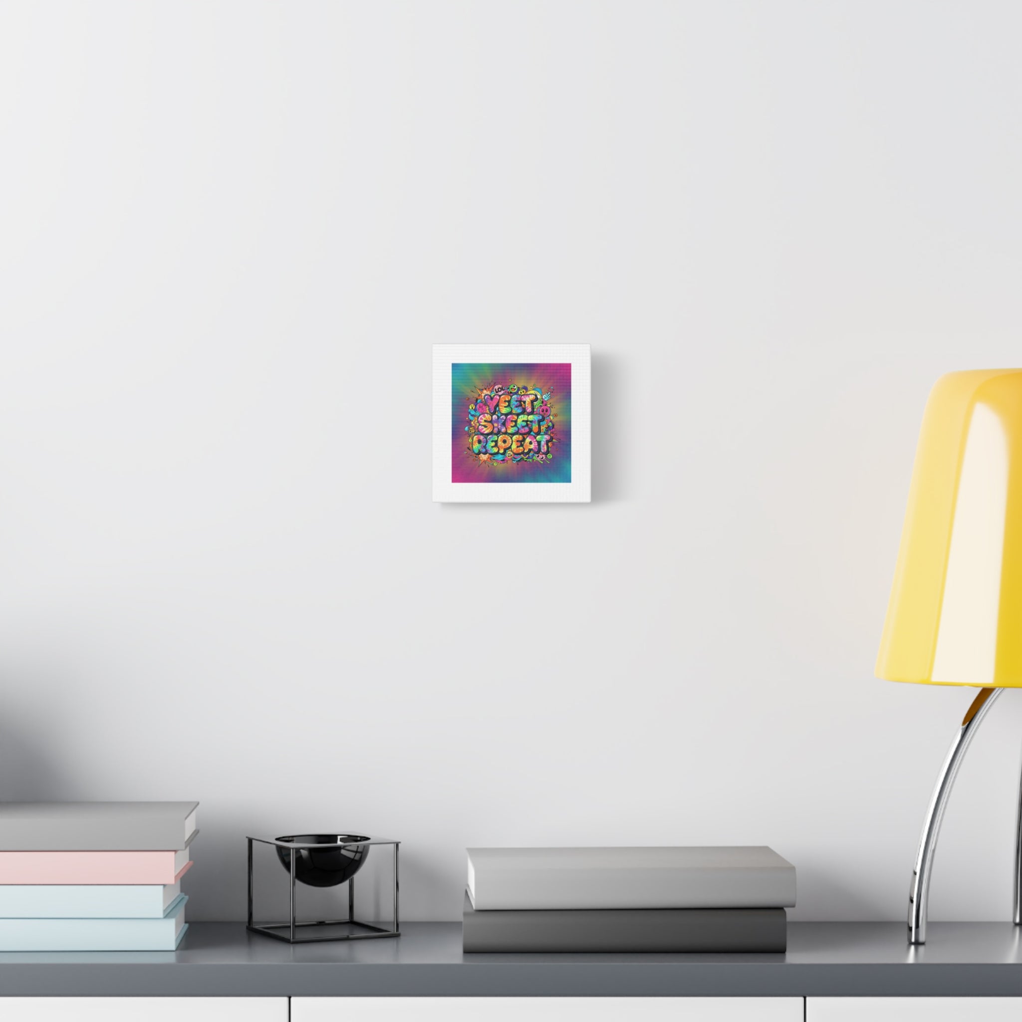Yeet Skeet Repeat Canvas | Slogan & Glitch Graphic, Meme Phrase Wall Art