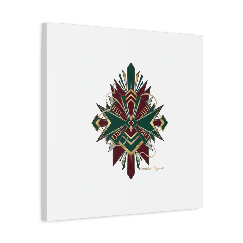 Art Deco geometric brass print Canvas | Neo-Deco chrome & gold fan motif