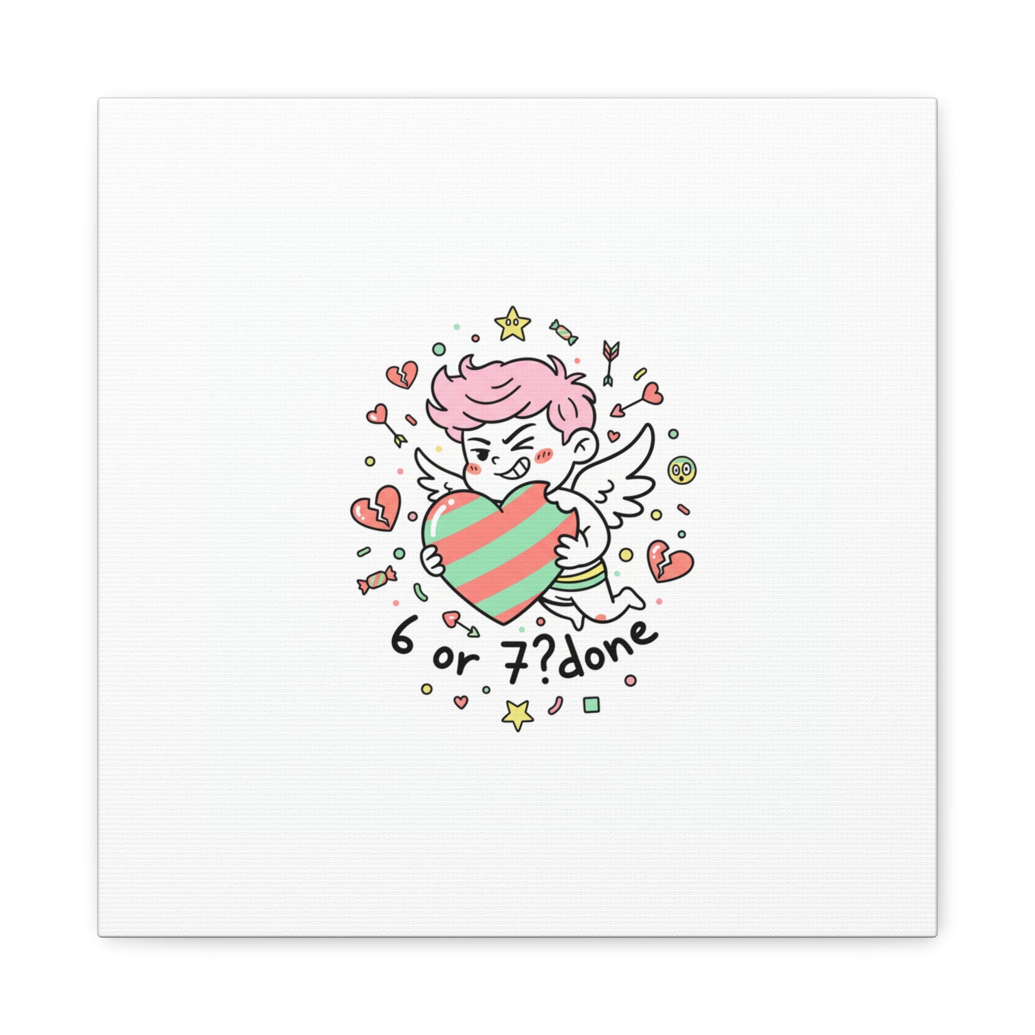 Weird Cupid heart illustration Canvas | Weird Valentine, quirky chaotic love