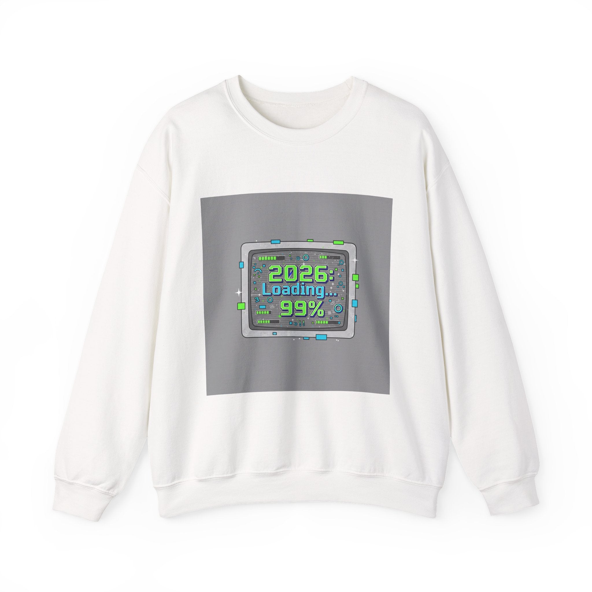 2026 Loading 99% Crewneck Sweatshirt | NYE countdown, retro system UI