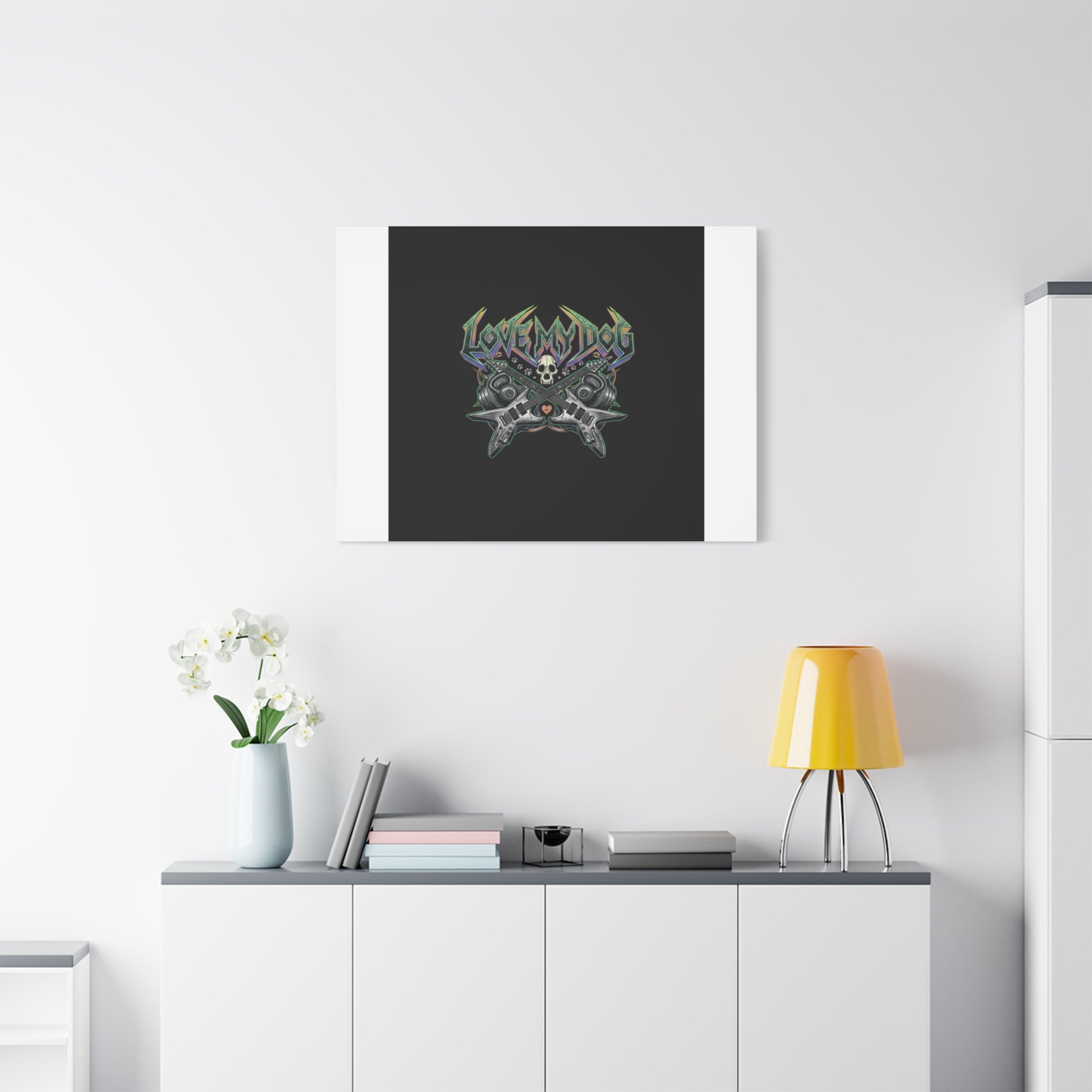 Love My Dog metal font Canvas | gothic wellness quote, edgy self-care merch