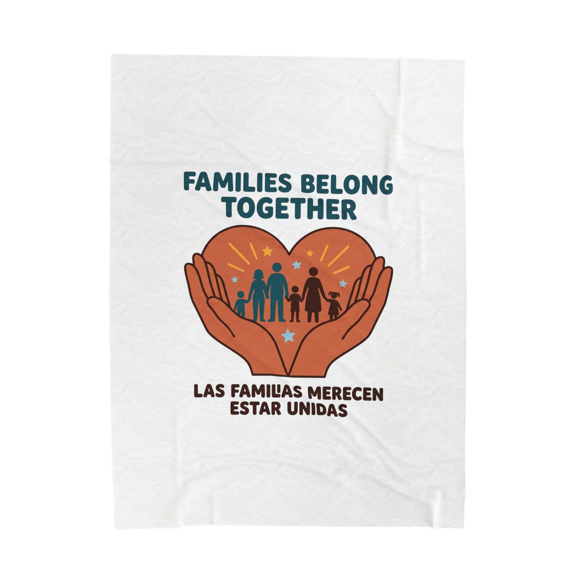 Families Belong Together Velveteen Blanket | family unity, bilingual solidarity
