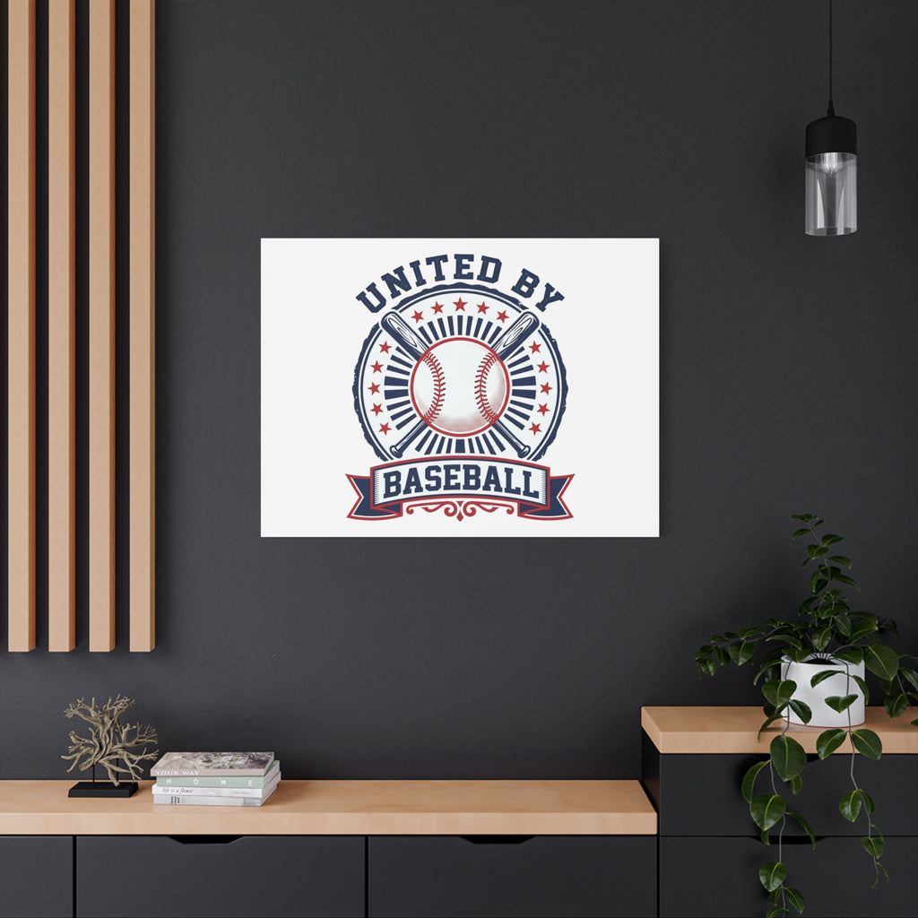 United by Baseball Canvas | Patriotic Baseball Graphic, Red White Blue Wall Art