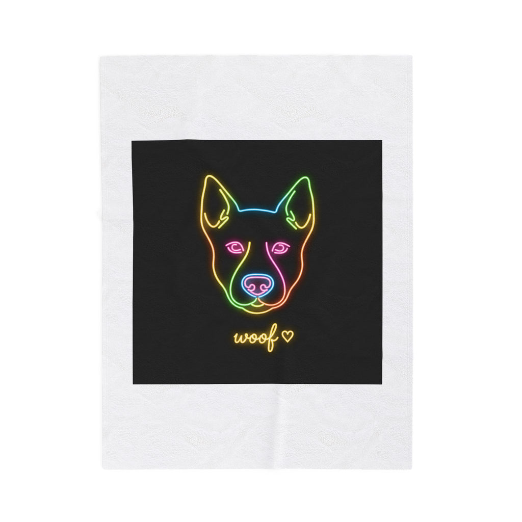 Neon Dog 'woof' Plush Blanket | Office Humor, Meeting Meme