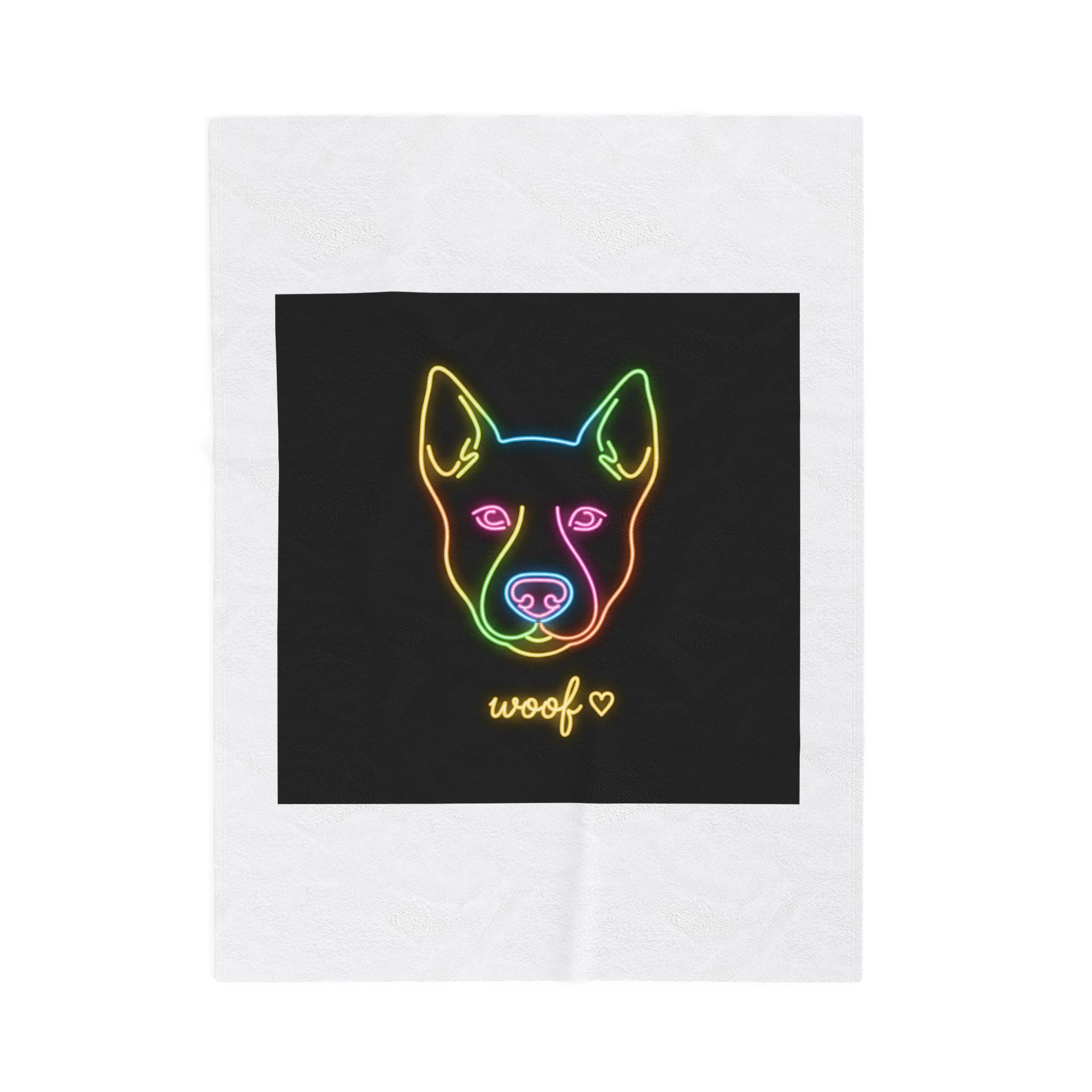 Neon Dog 'woof' Plush Blanket | Office Humor, Meeting Meme