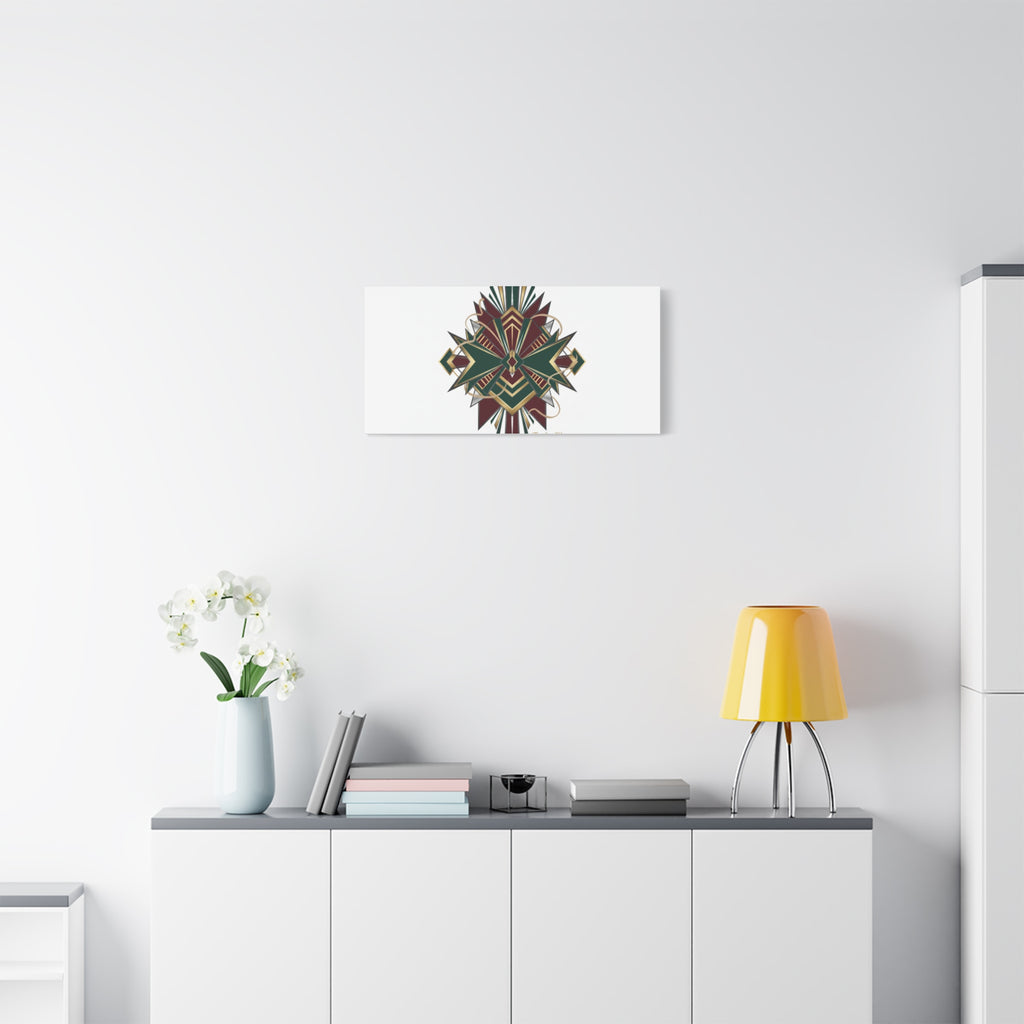 Art Deco geometric brass print Canvas | Neo-Deco chrome & gold fan motif
