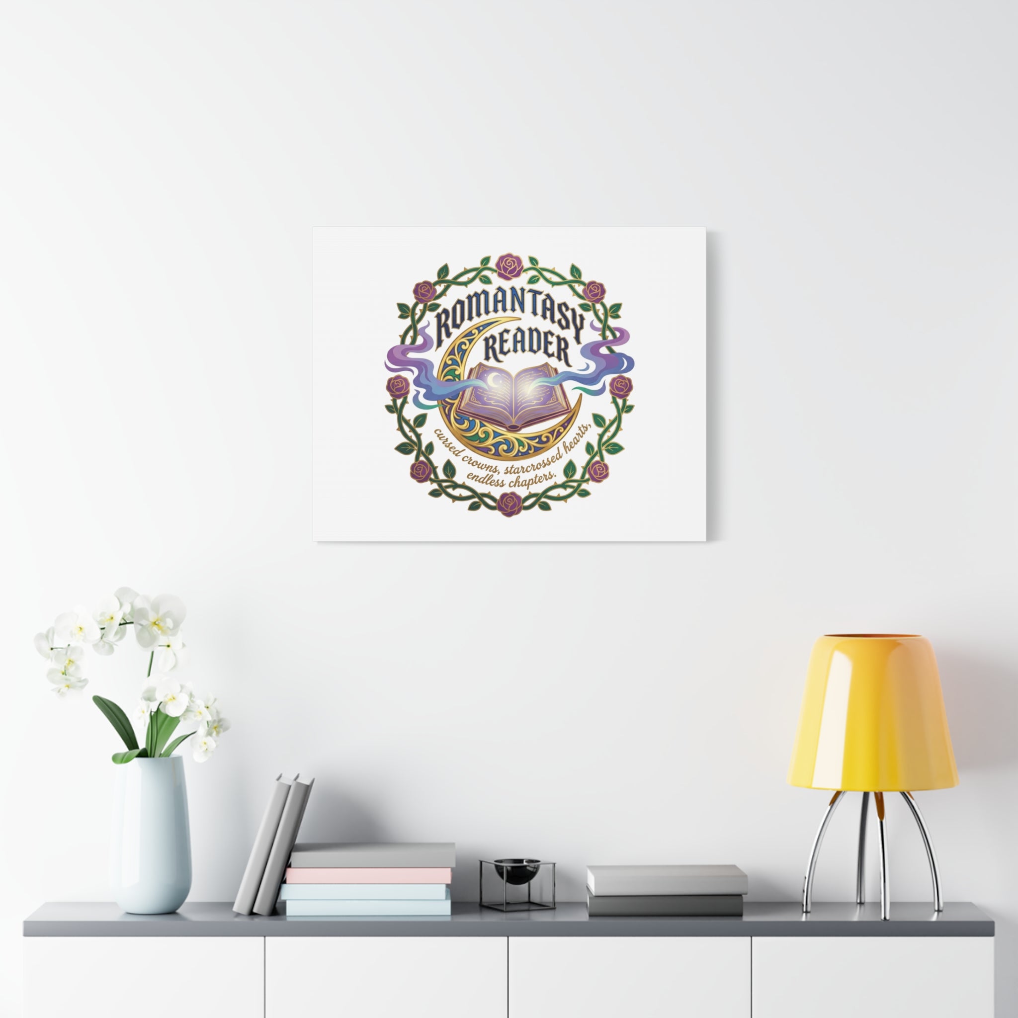 Romantasy Reader Canvas Print | enchanted bookish celestial gothic