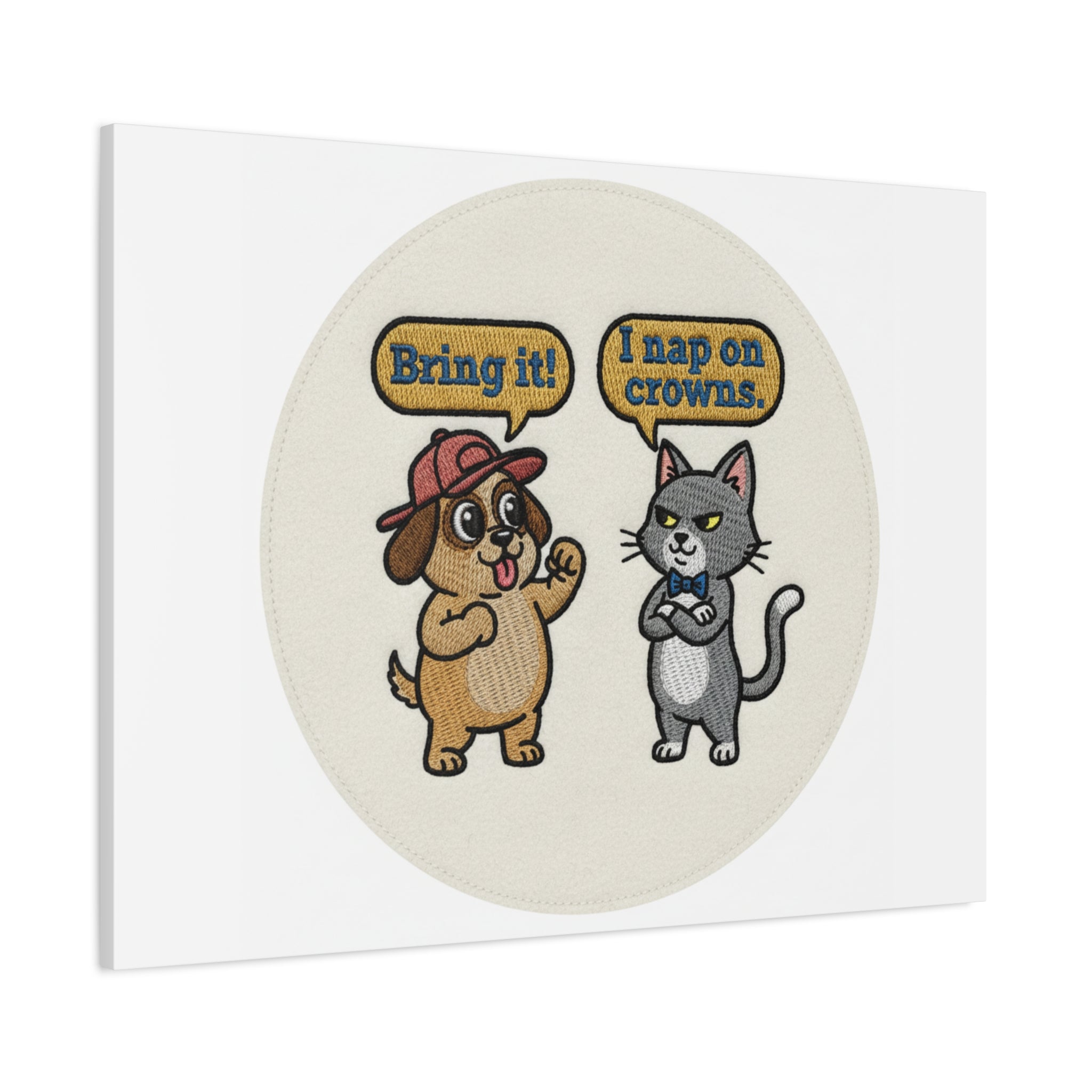 Funny Cat vs Dog Canvas | Pet Rivalry Wall Art