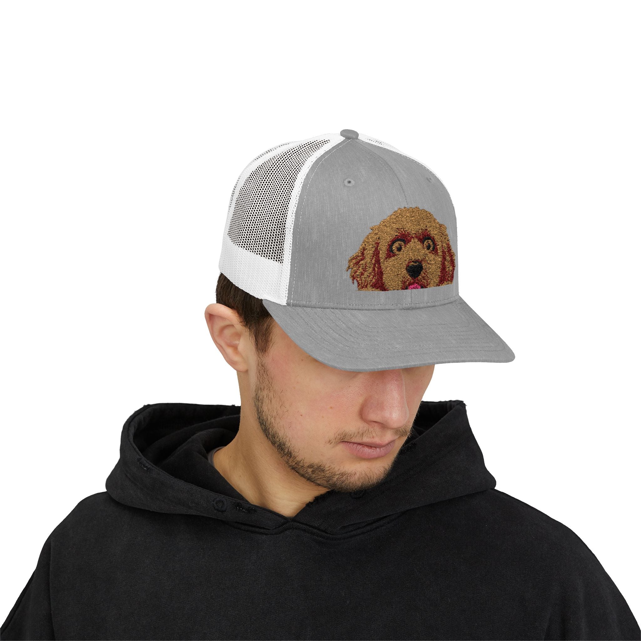 Funny Goldendoodle Puppy Embroidered Trucker Cap