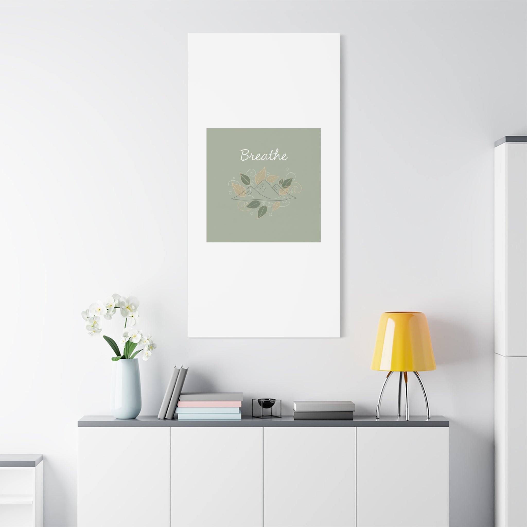 Breathe Mountain Line Canvas | Nature Symbols, Minimal Forest Wall Art