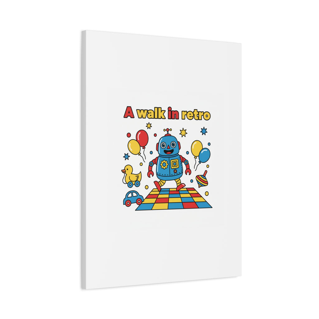Retro Toy Robot Canvas | Throwback Kid, Primary Color Nostalgia