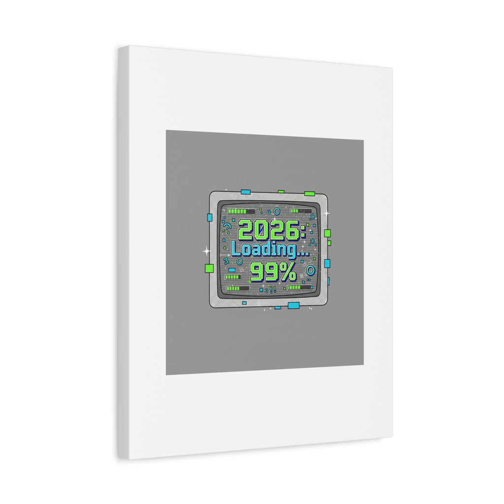 2026 Loading 99% Canvas | NYE countdown, retro system interface