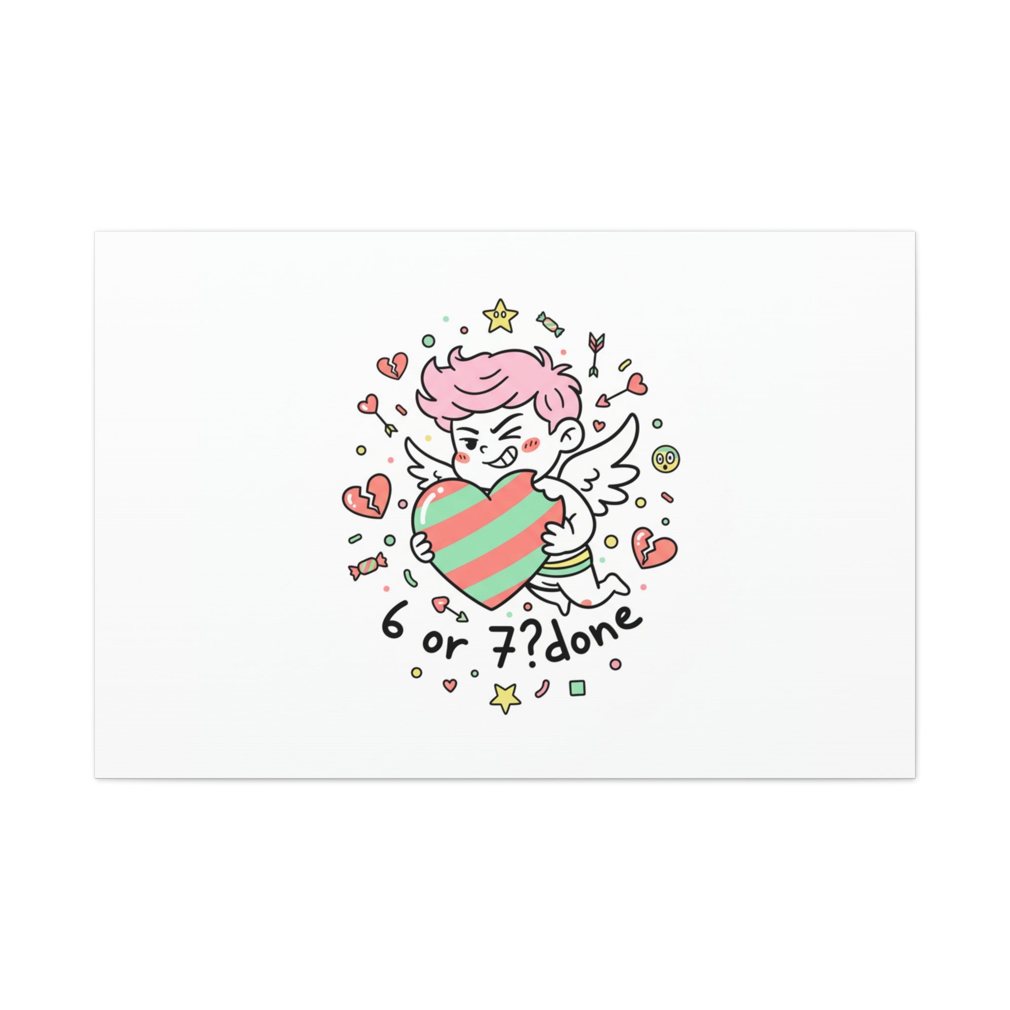 Weird Cupid heart illustration Canvas | Weird Valentine, quirky chaotic love