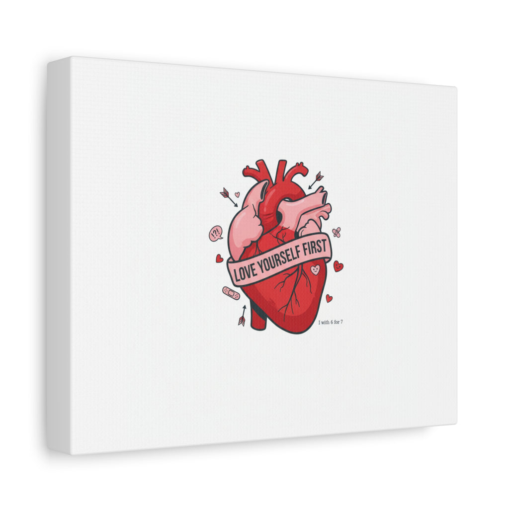 Love Yourself First Canvas, Hearts-with-a-Twist, Anti-Valentine Art