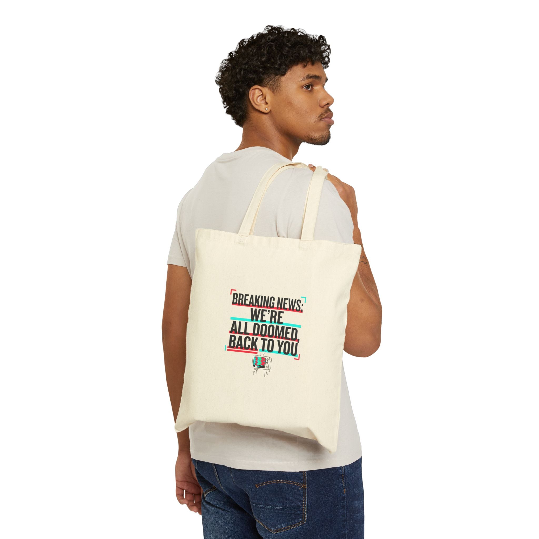 We’re All Doomed Tote, political satire | absurdist America, dark humor