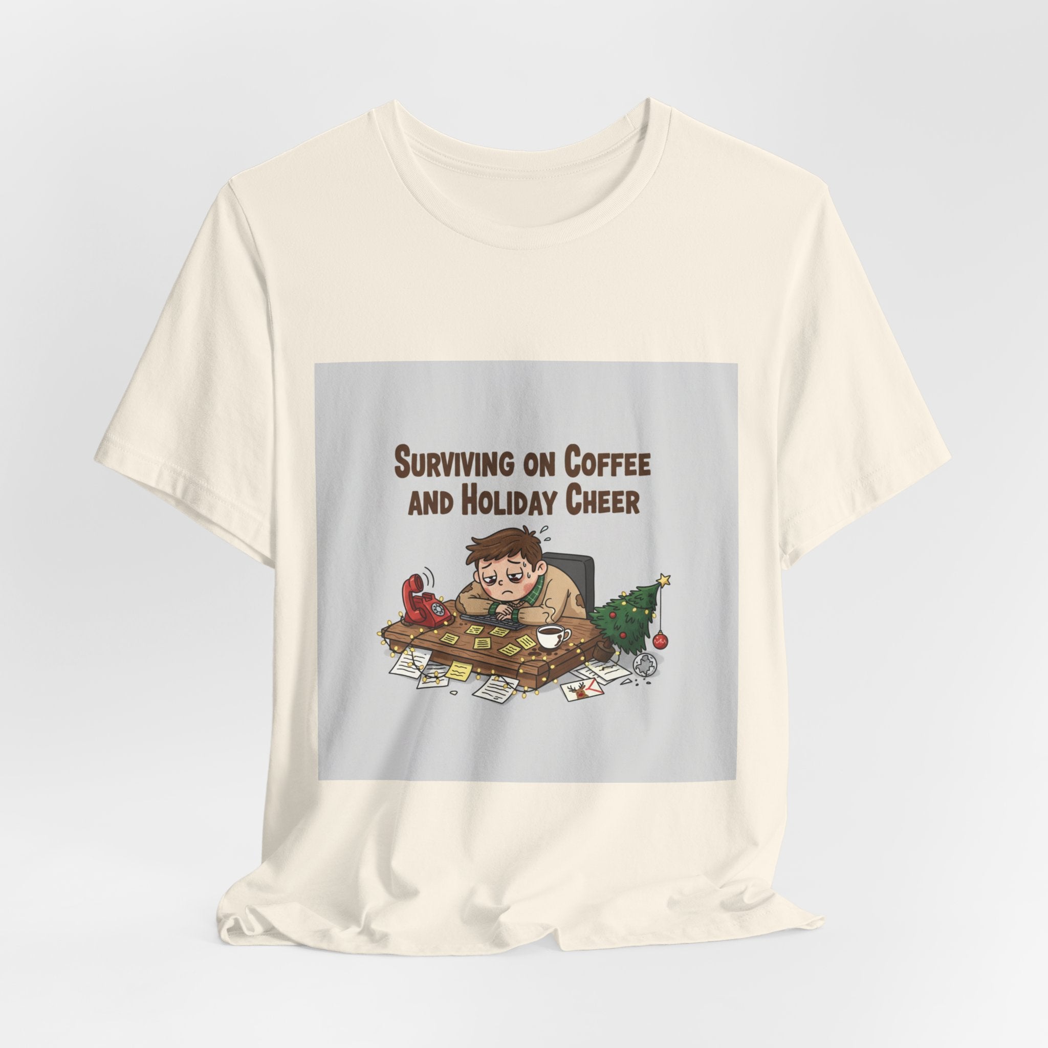 Surviving on Coffee and Holiday Cheer Tee | holiday stress shirt, festive but tired