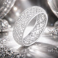 925 Sterling Silver & Platinum Plated Pavé CZ Ring Size 6 for Women