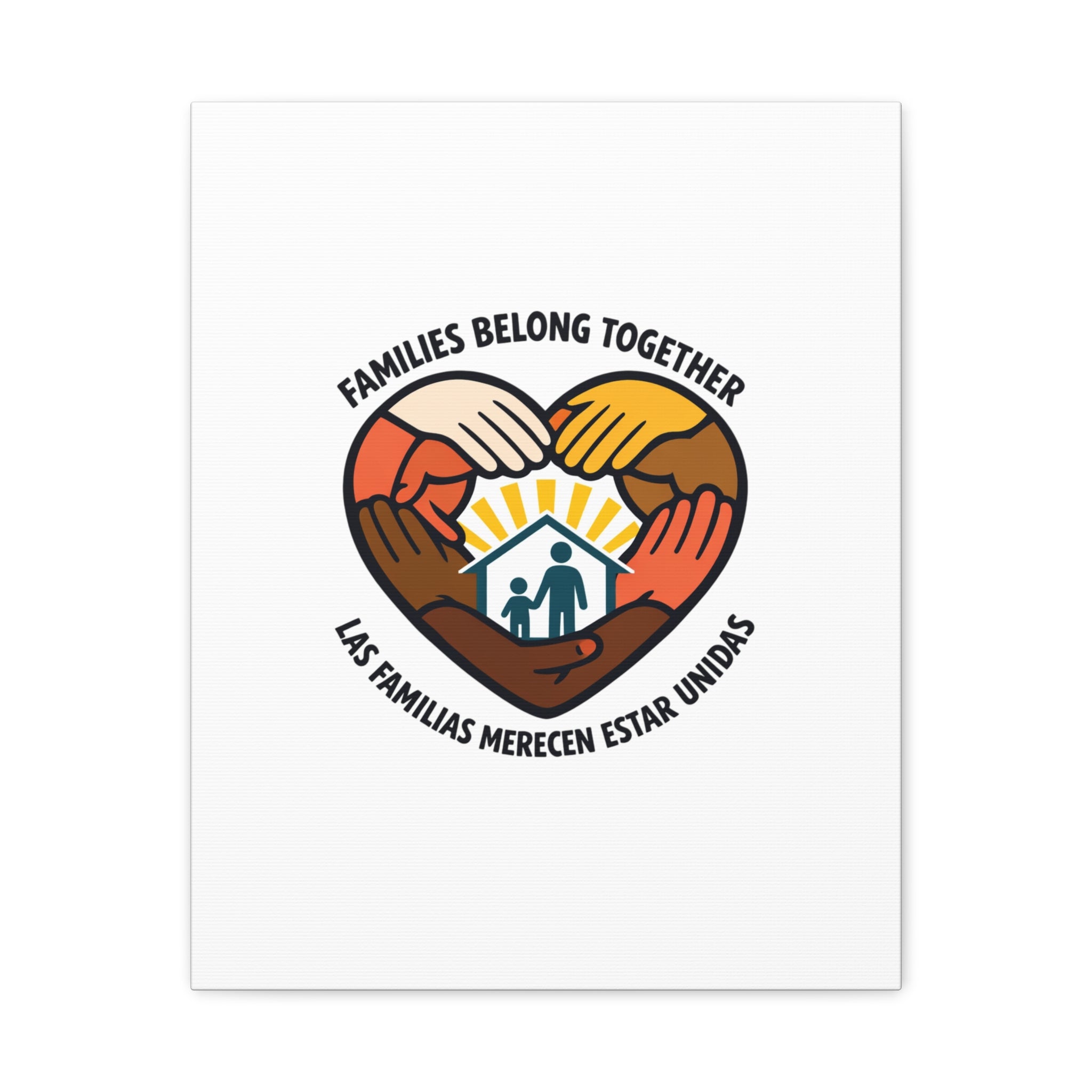 Families Belong Together Canvas, family unity solidarity, bilingual inclusive decor