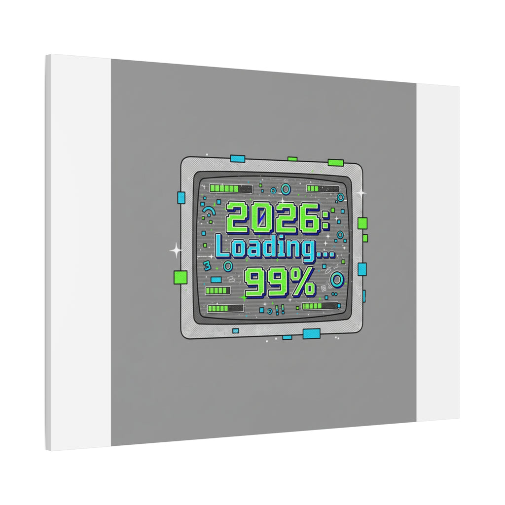 2026 Loading 99% Canvas | NYE countdown, retro system interface