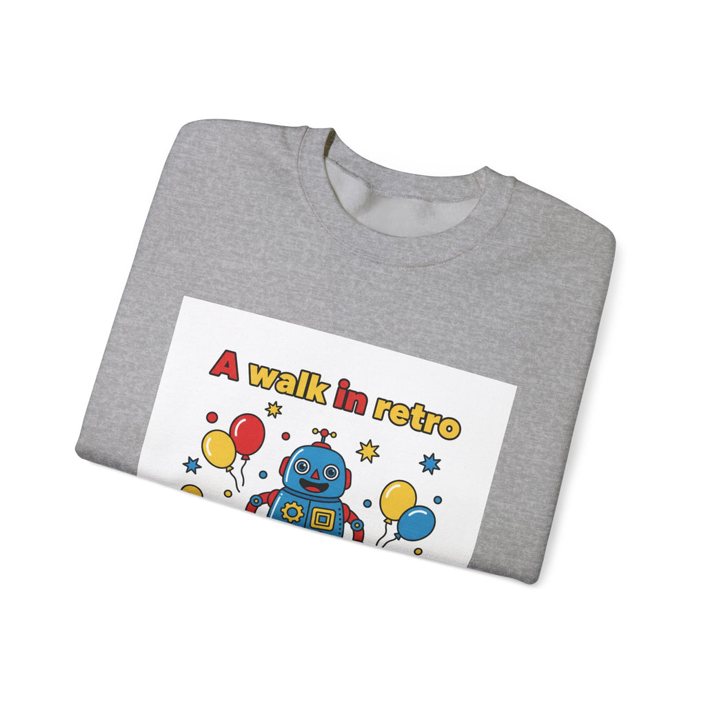 Retro Toy Robot Crewneck Sweatshirt | Throwback Kid, Primary Color Retro