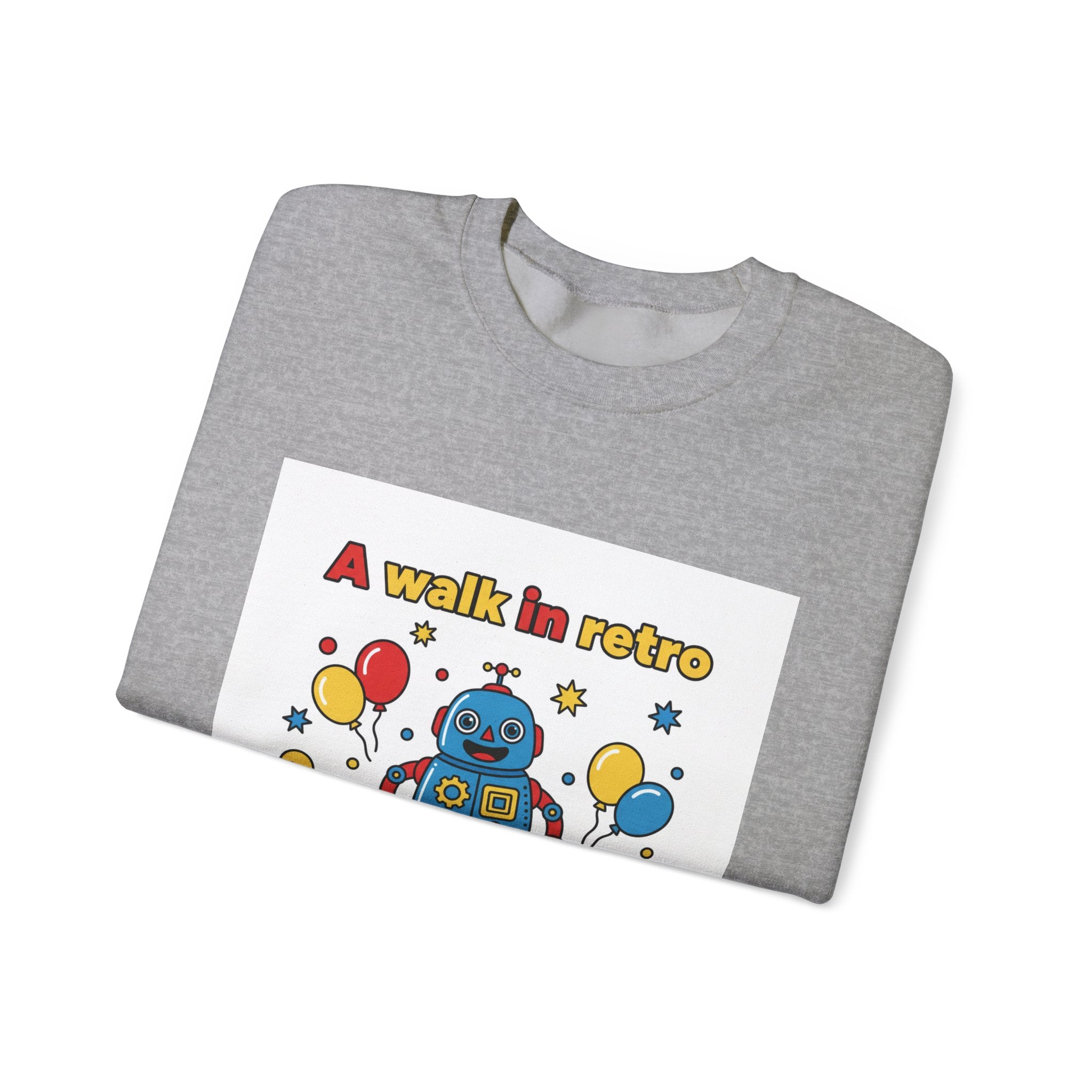 Retro Toy Robot Crewneck Sweatshirt | Throwback Kid, Primary Color Retro