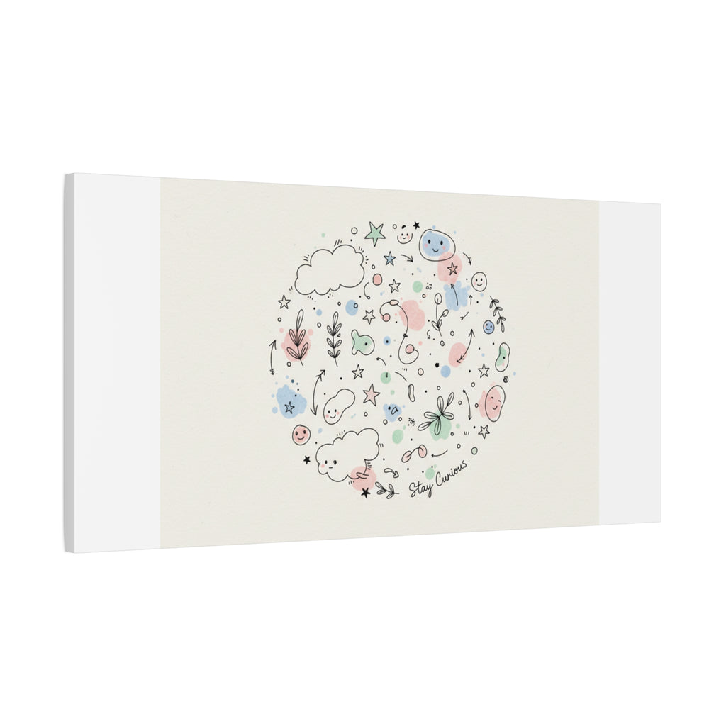 Doodle Circle Line Drawing Matte Canvas, Hand-Drawn Sketch Art