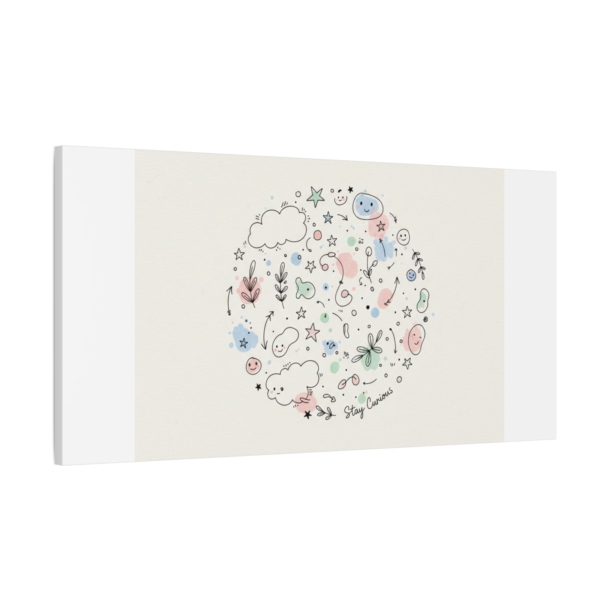 Doodle Circle Line Drawing Matte Canvas, Hand-Drawn Sketch Art