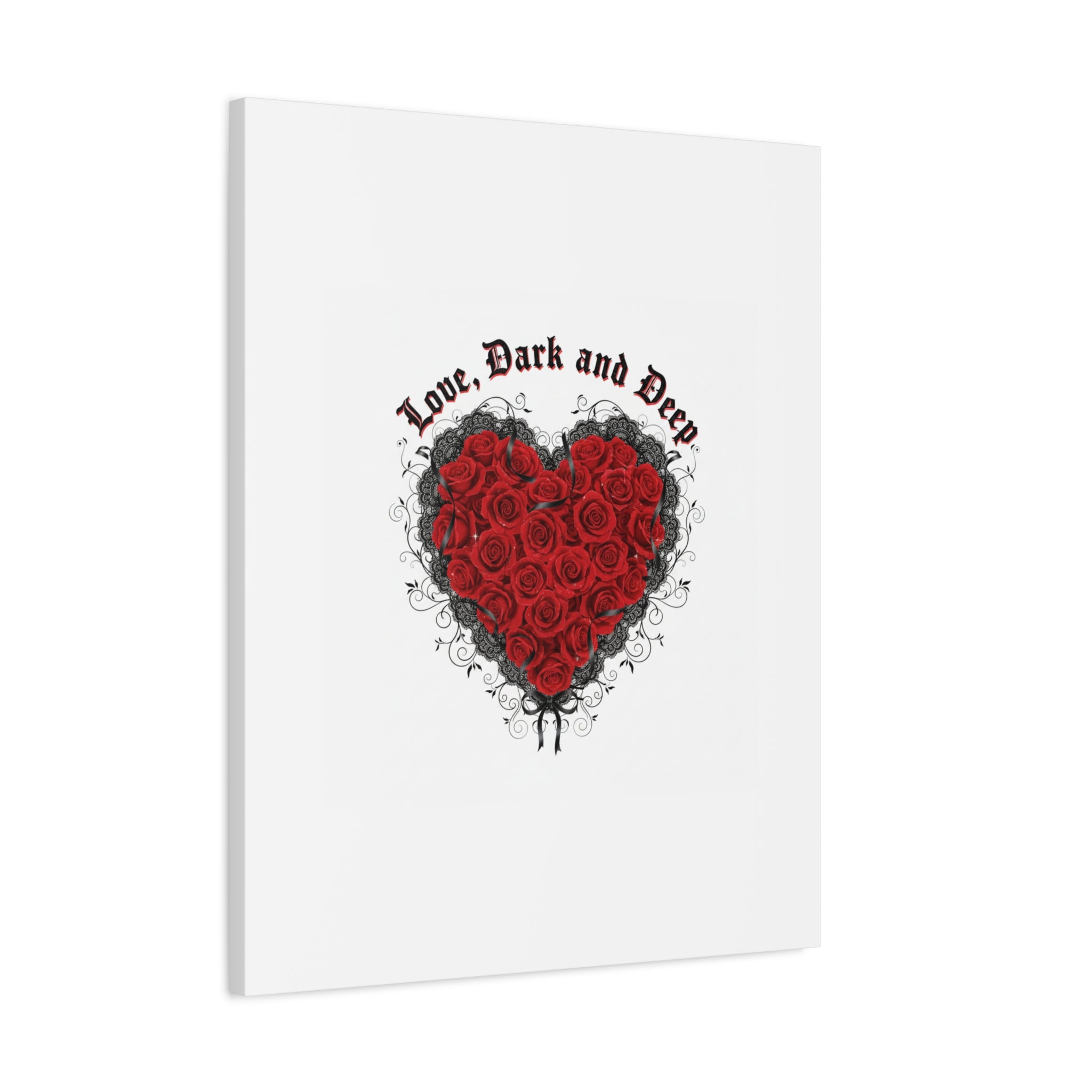 Love Dark and Deep Heart Canvas, Nu Romantic Gothic Romance, 80s Nostalgia