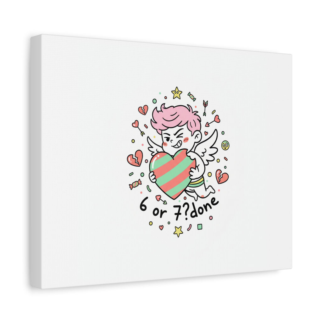 Weird Cupid heart illustration Canvas | Weird Valentine, quirky chaotic love