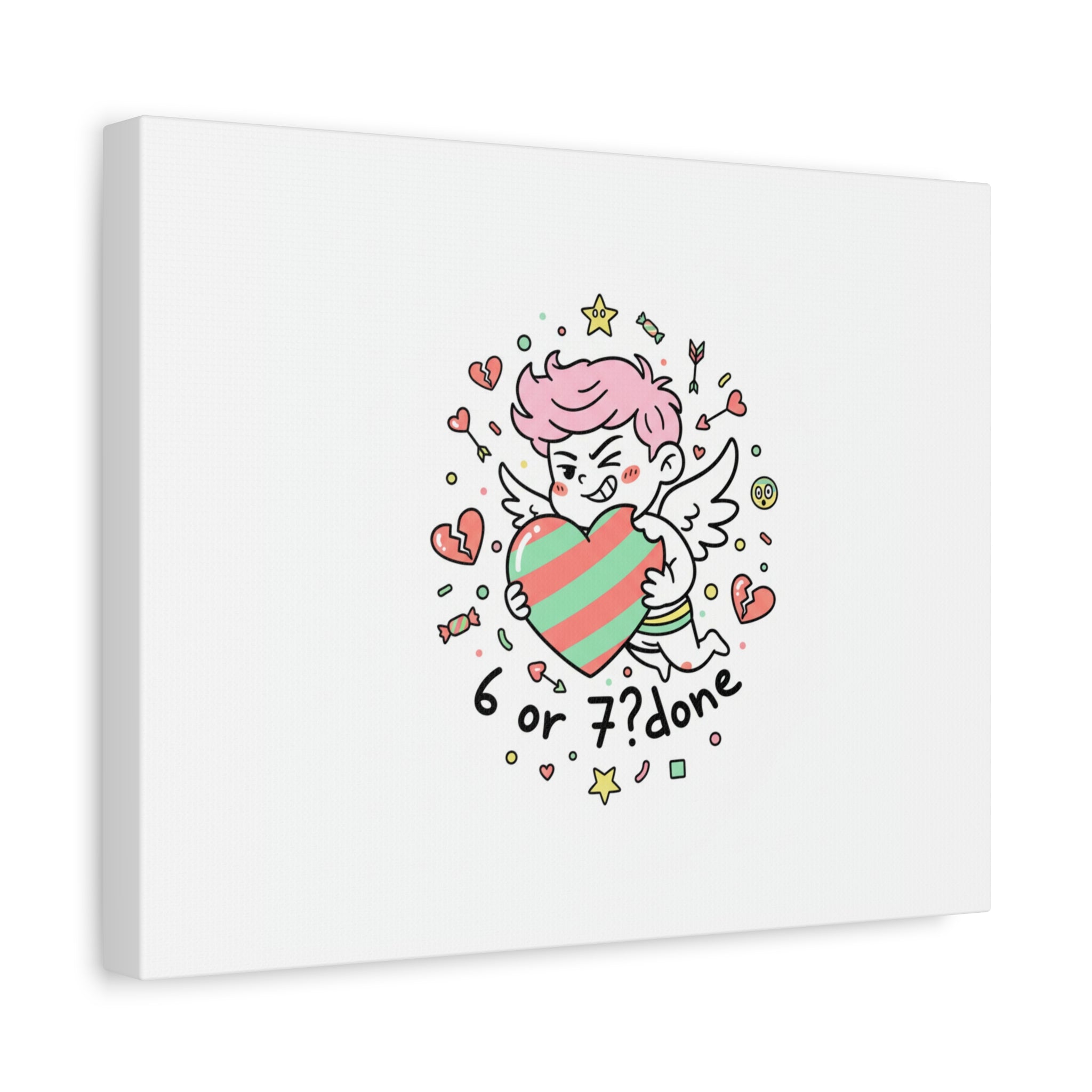 Weird Cupid heart illustration Canvas | Weird Valentine, quirky chaotic love