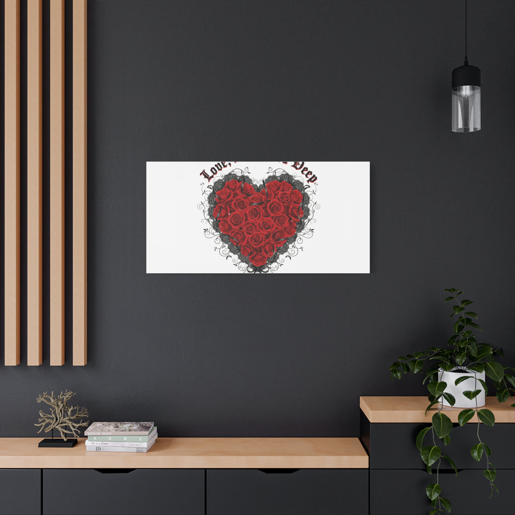 Love Dark and Deep Heart Canvas, Nu Romantic Gothic Romance, 80s Nostalgia
