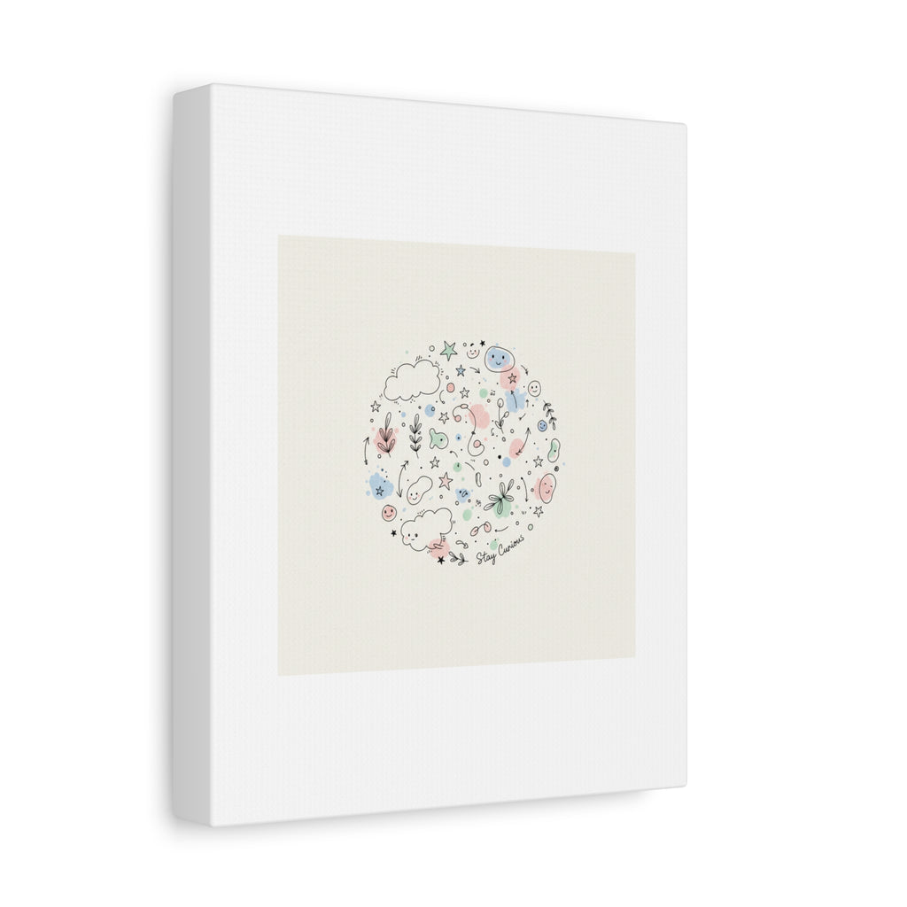 Doodle Circle Line Drawing Matte Canvas, Hand-Drawn Sketch Art