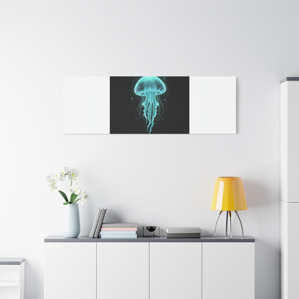Bioluminescent Jellyfish Art Canvas | Deep Sea Aesthetic, Neon Glow