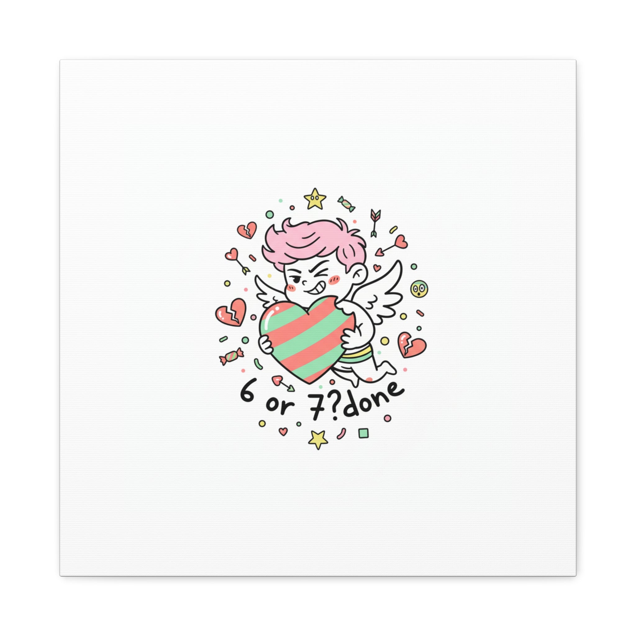 Weird Cupid heart illustration Canvas | Weird Valentine, quirky chaotic love