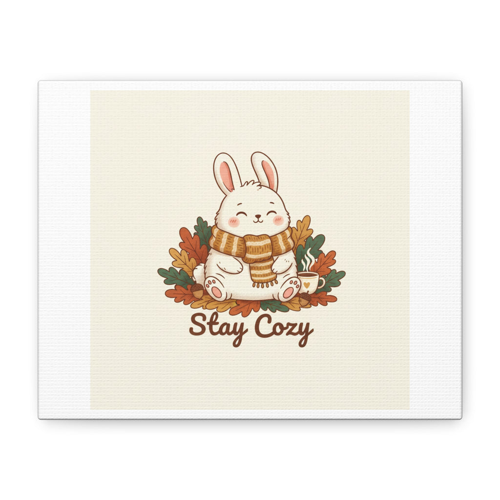 Cozy Bunny Illustration Canvas | Cute Critter Winter Forest Art