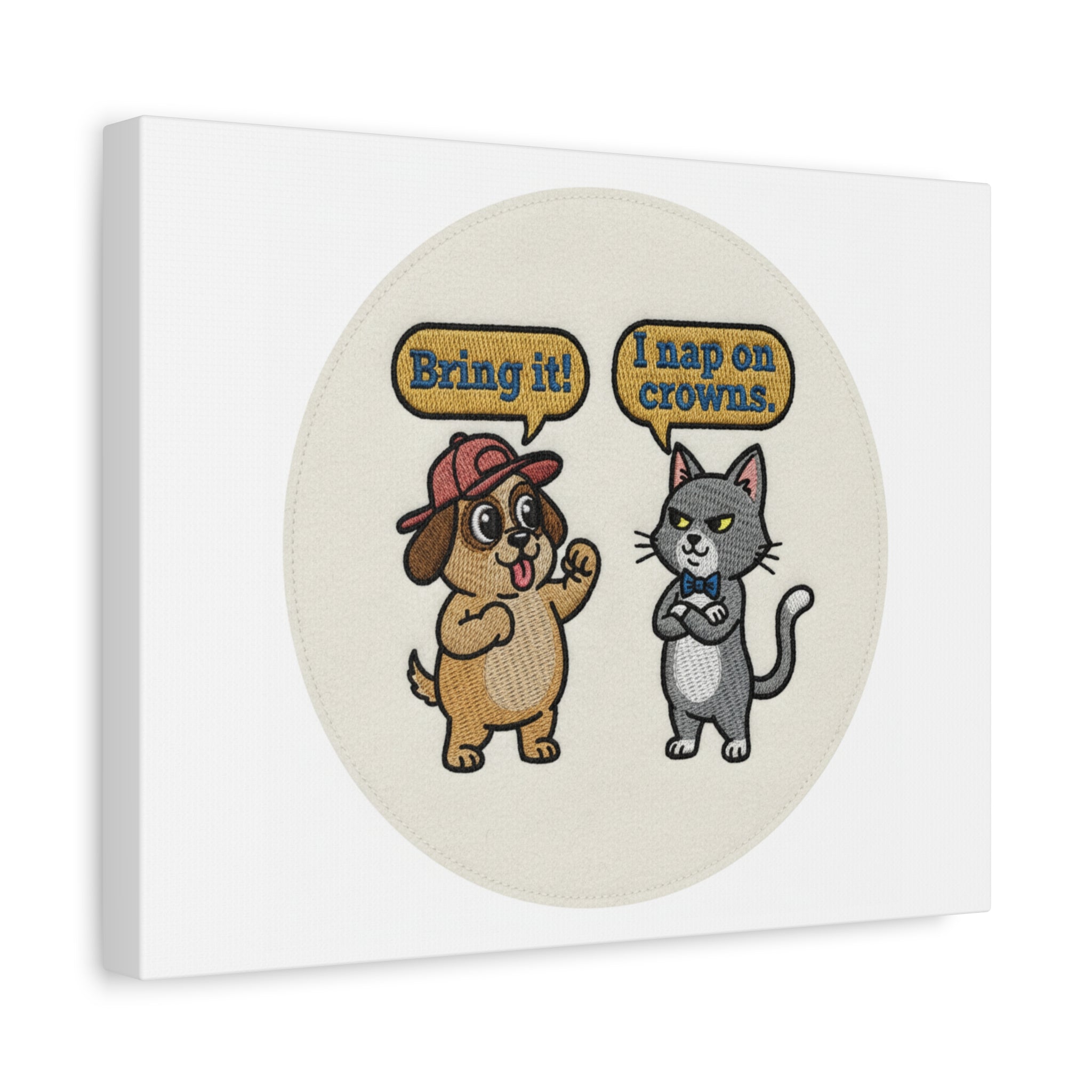 Funny Cat vs Dog Canvas | Pet Rivalry Wall Art