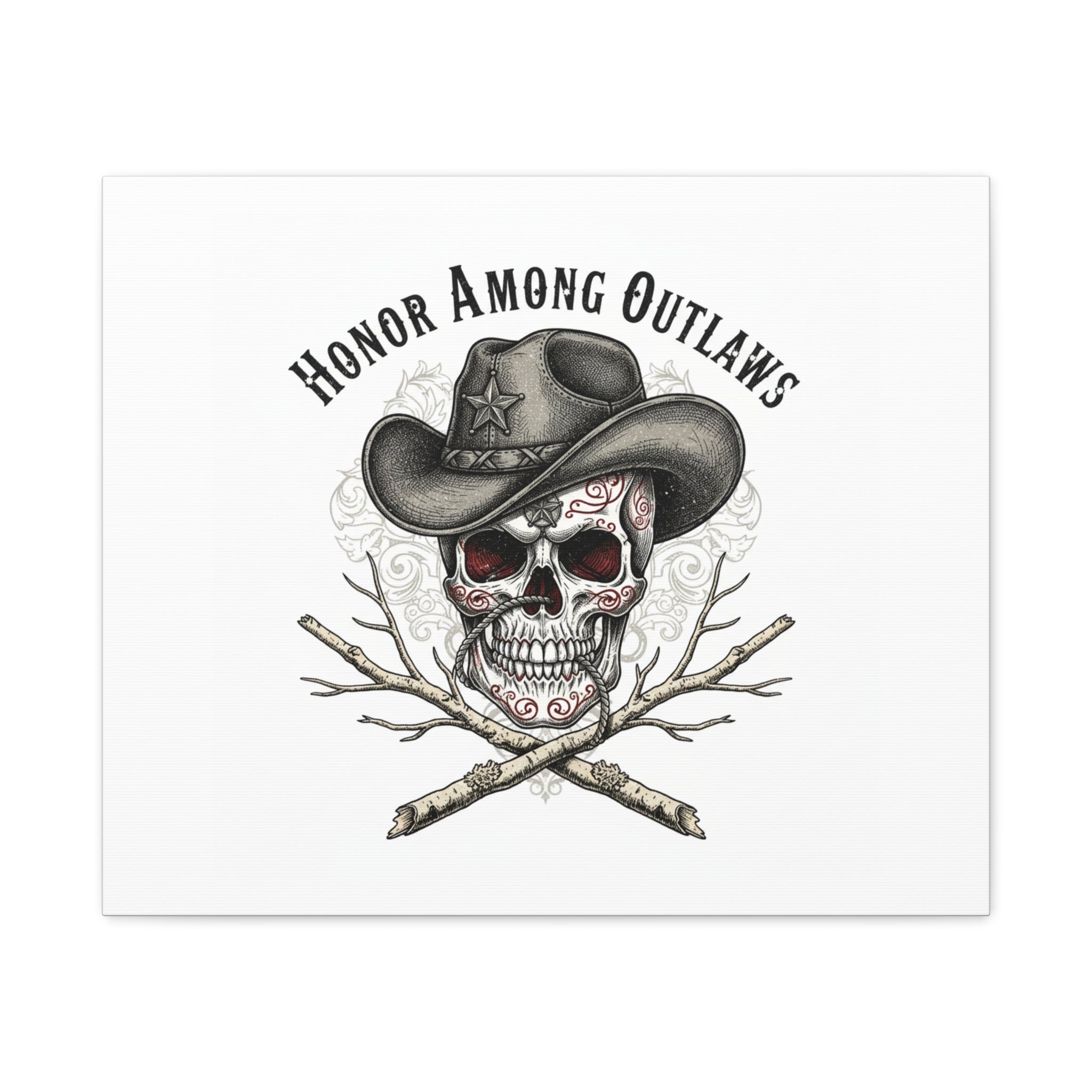 Honor Among Outlaws Canvas | Western Skull Art, Gothic Americana Desert Noir