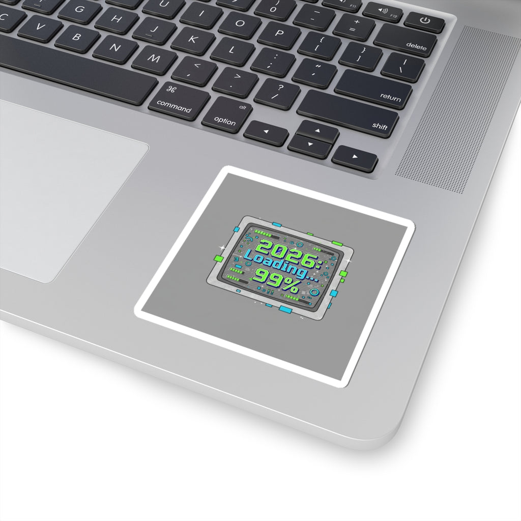2026 Loading 99% Kiss-Cut Stickers | NYE countdown, retro system UI