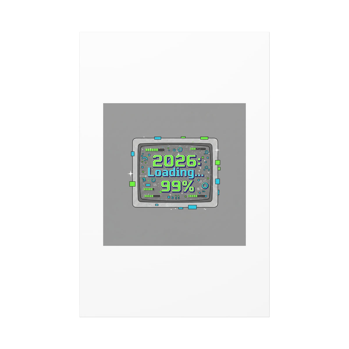 2026 Loading 99% Canvas | NYE countdown, retro system interface