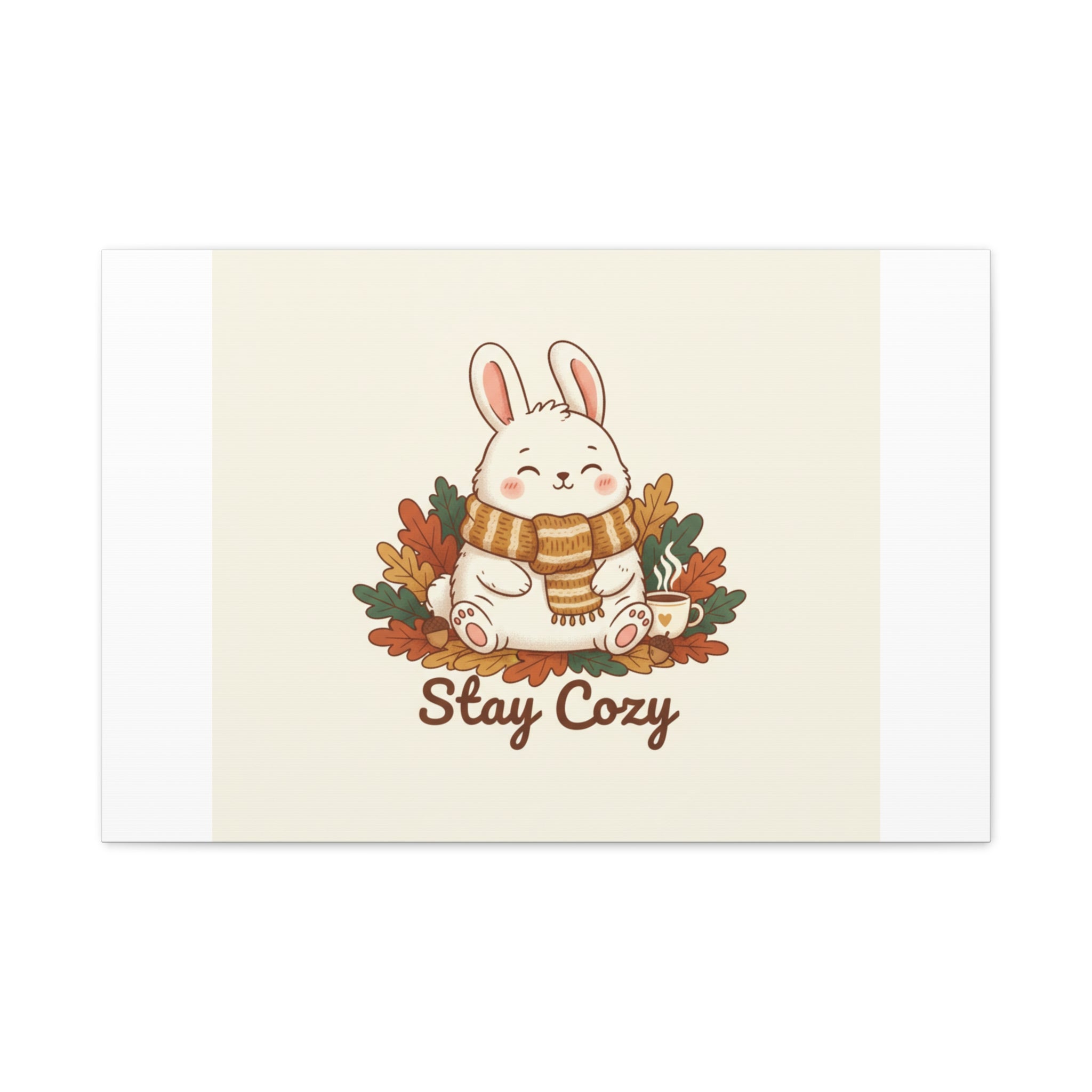 Cozy Bunny Illustration Canvas | Cute Critter Winter Forest Art