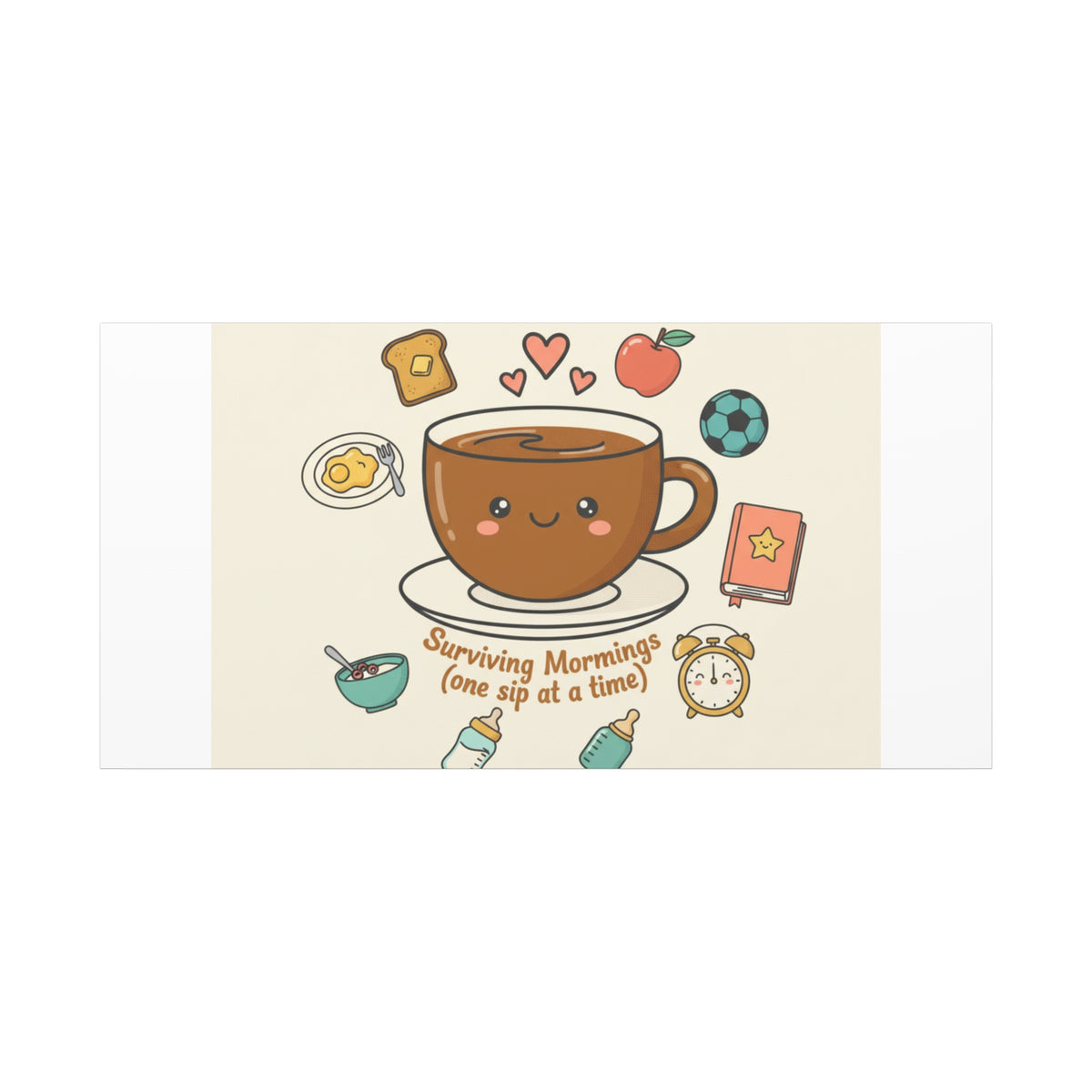 Surviving Mornings (One Sip at a Time) Canvas | Parenting Morning Humor, Coffee & Kids