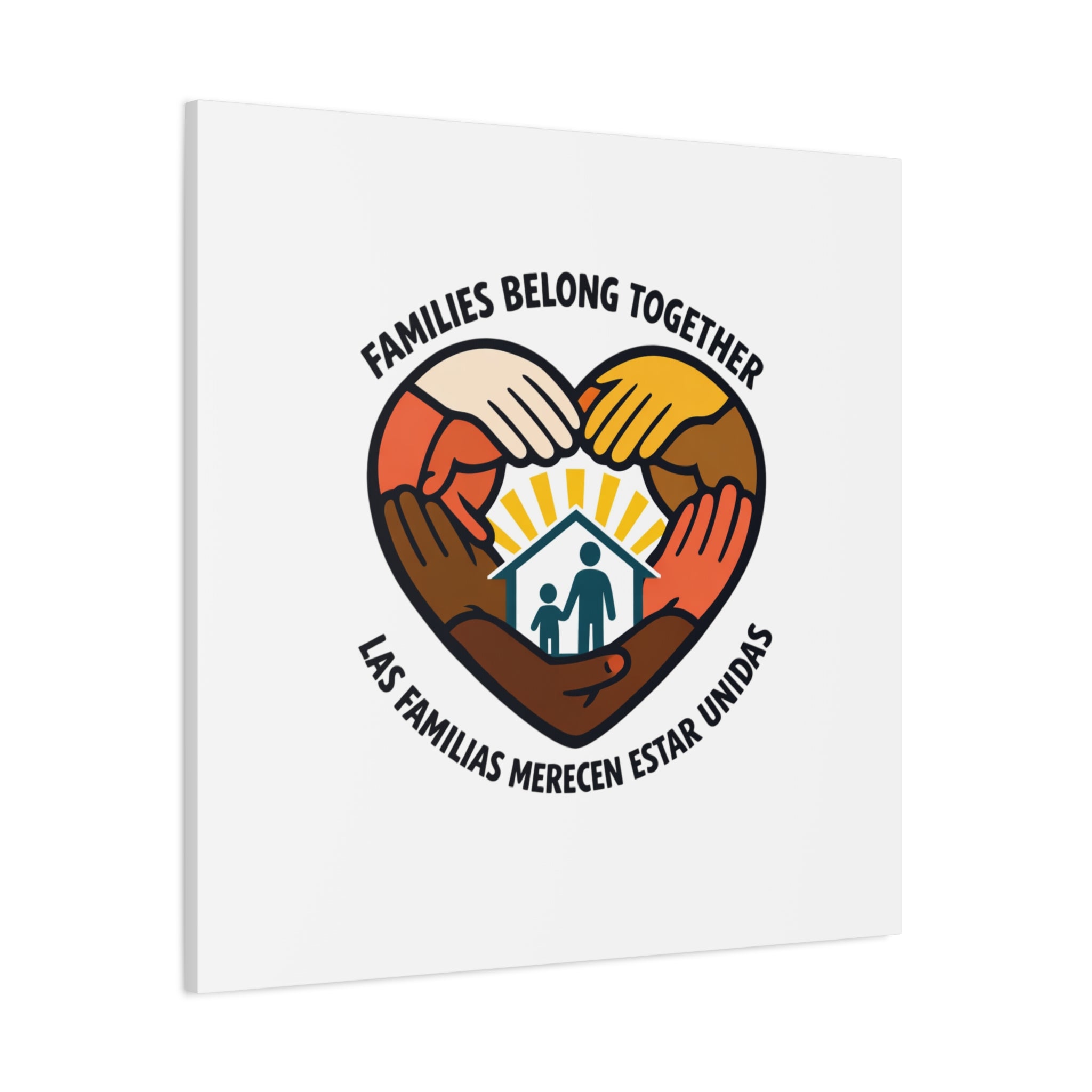 Families Belong Together Canvas, family unity solidarity, bilingual inclusive decor