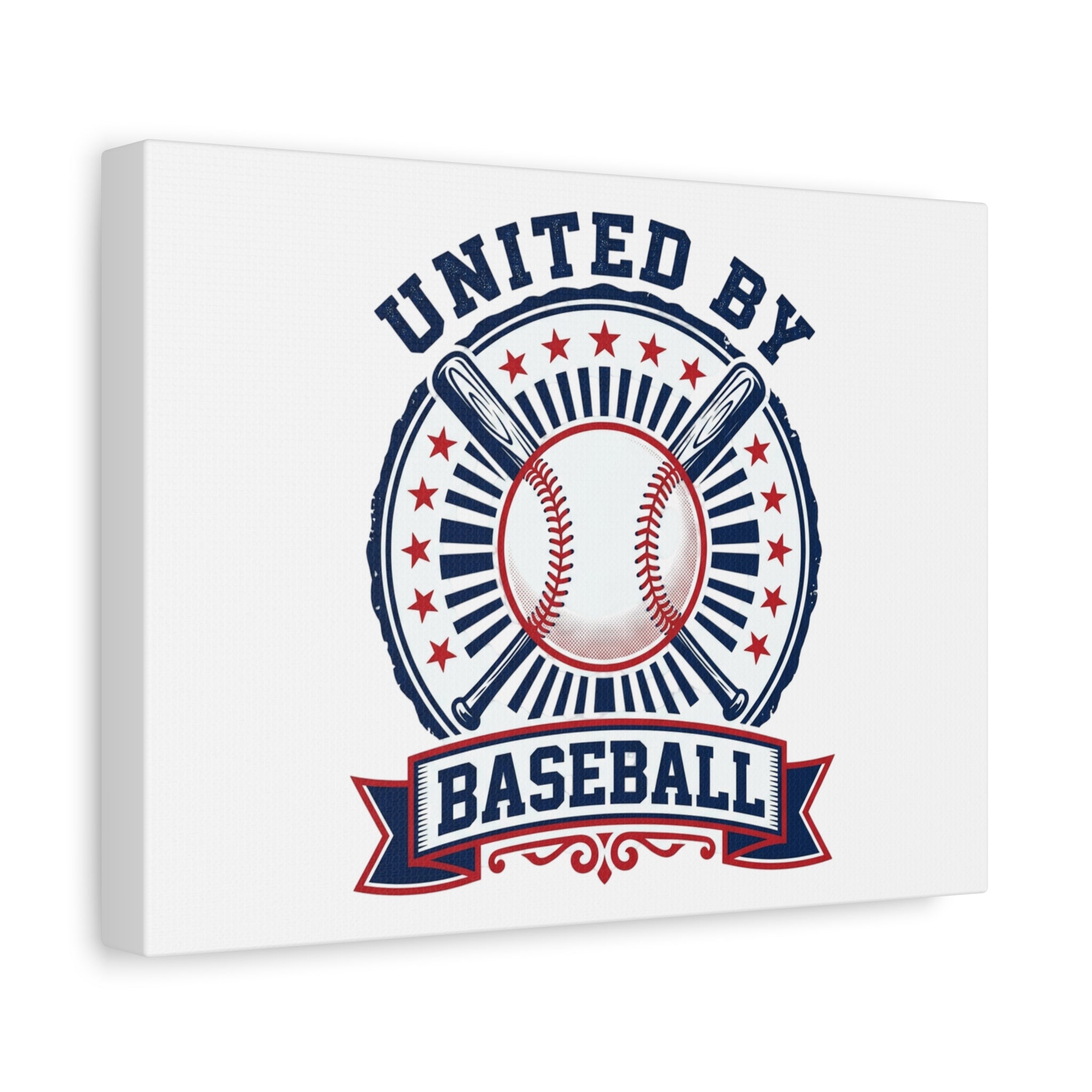 United by Baseball Canvas | Patriotic Baseball Graphic, Red White Blue Wall Art