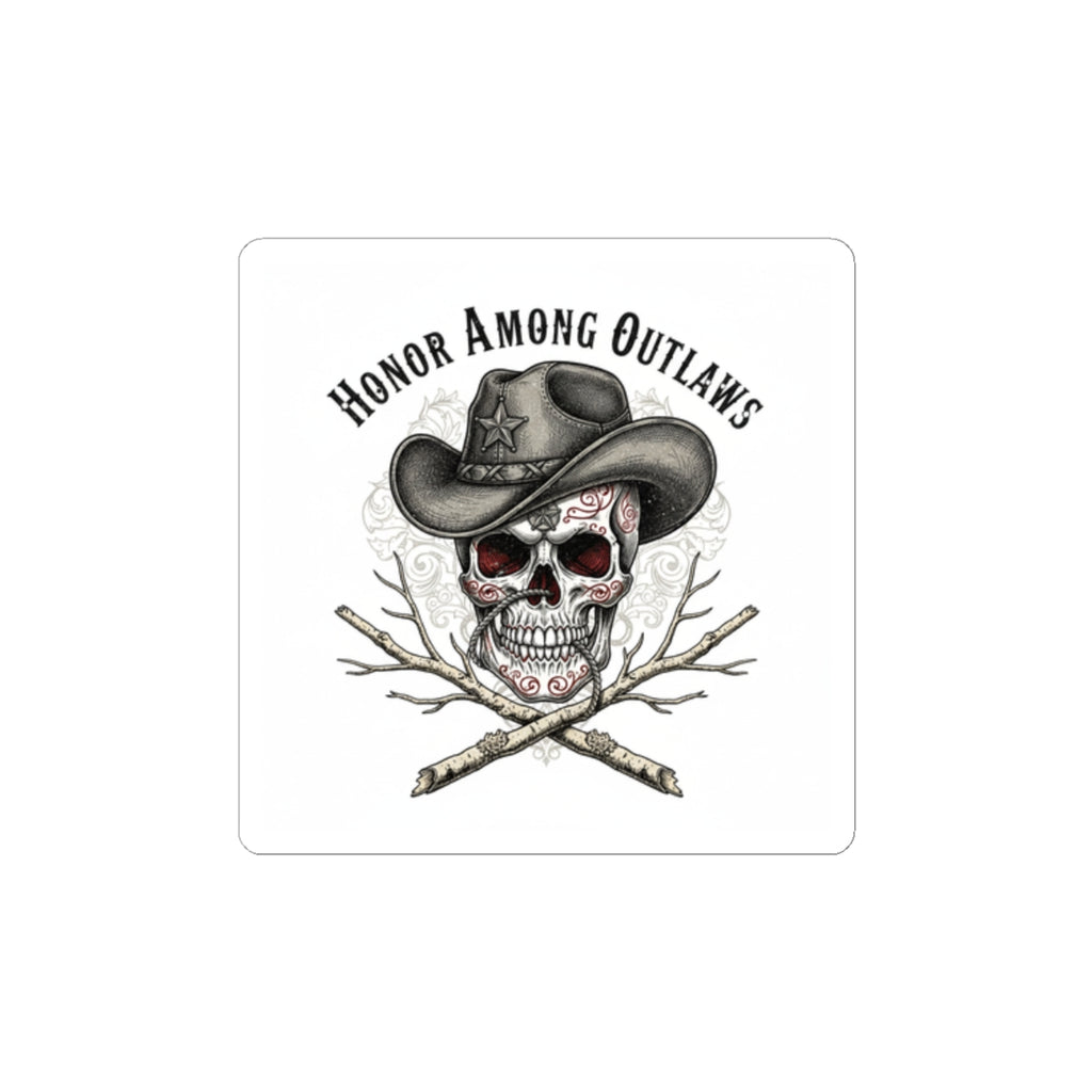 Honor Among Outlaws Sticker | Western Skull Art, Gothic Americana
