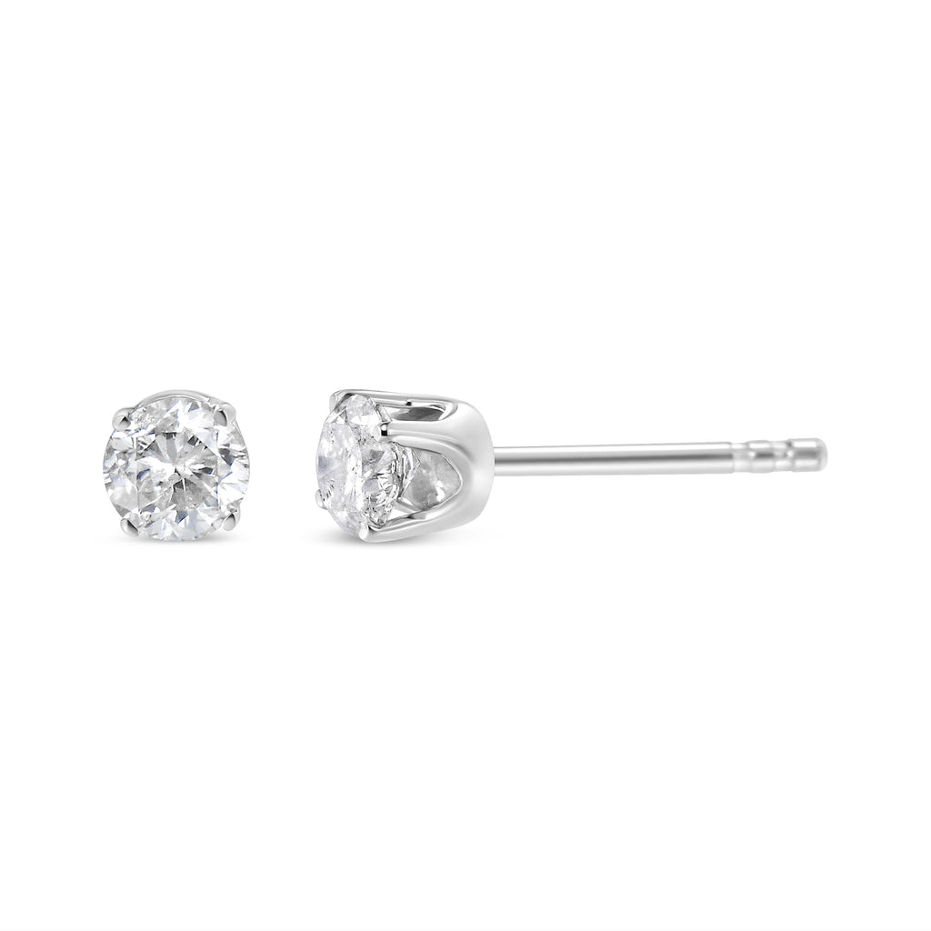 IGI Certified 1.00 Cttw Round Brilliant-Cut Diamond 14K White Gold Classic 4-Prong Solitaire Stud Earrings (H-I Color, I1-I2 Clarity)