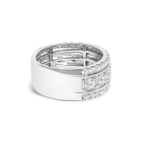 .925 Sterling Silver 2.0 Cttw Lab Grown Diamond Three-Row PavÃ© Band Ring
