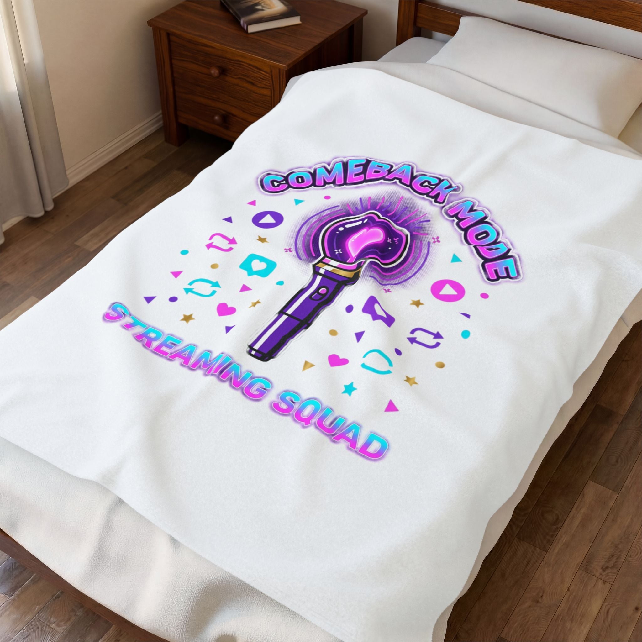 Comeback Mode Streaming Squad Velveteen Plush Blanket | K-pop comeback, fan chant, purple era